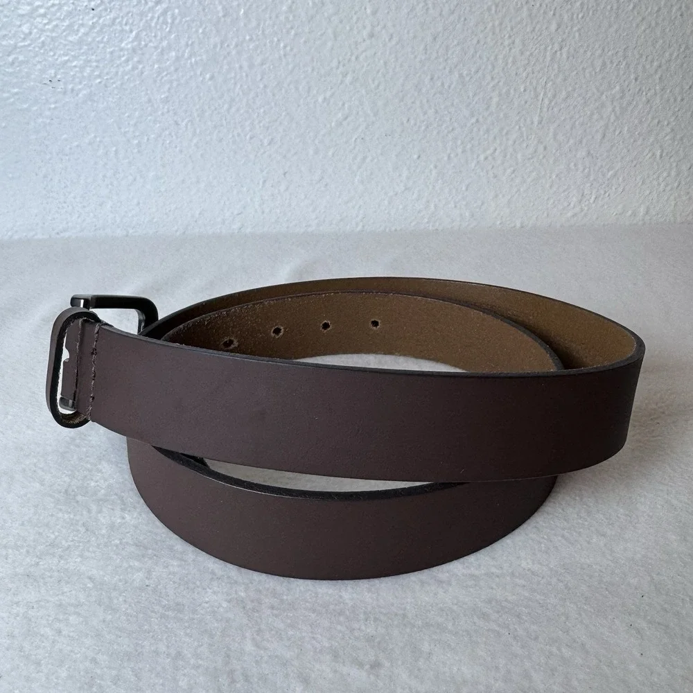Timberland Brown Leather Belt 38 Adjustable Buckle Assembled In USA Classic